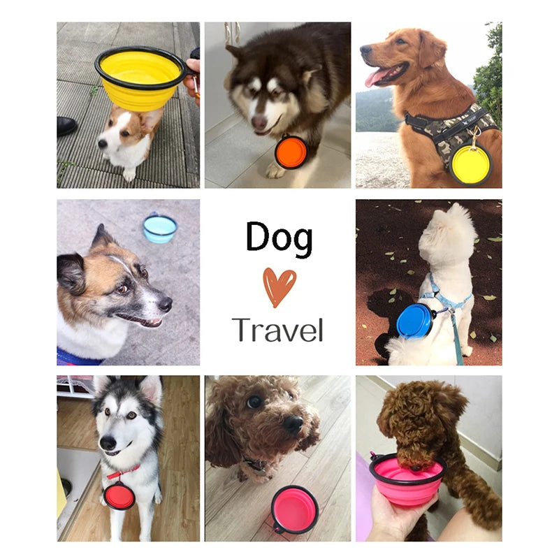 350ML/1000ML Foldable Silicone Pet Bowl Portable Puppy Food Container Collapsible Feeder for Outdoor Camping Dog Accessories