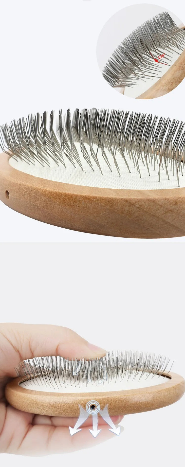 Dog Comb Wooden Handle Dog Brush Pet Grooming Comfortable Handle Combs for Cats Hair Knot Opening Dogs Hair Remover Pet Products