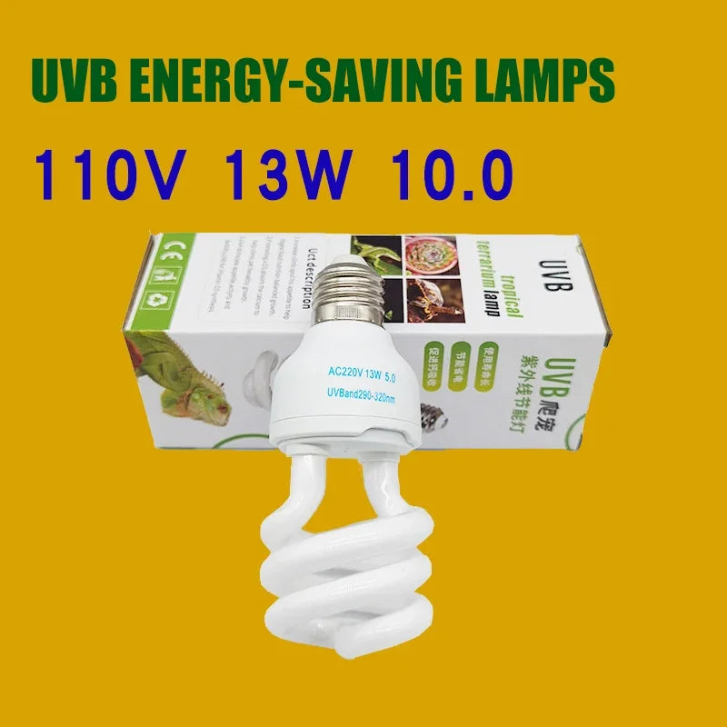 13W 26W UV Heating Bulb Light Energy Saving Reptile Accessories Terrarium E27 UVB5.0 UVB10.0 Lizard Calcium Supplement Lamp