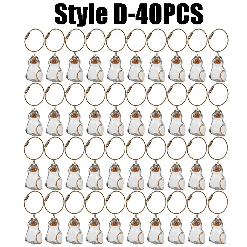 1-40PCS Pet Hair Organiser Memorial Keyring Transparent Cat Hair Organiser Souvenir for Pet Lovers Pet Memorials