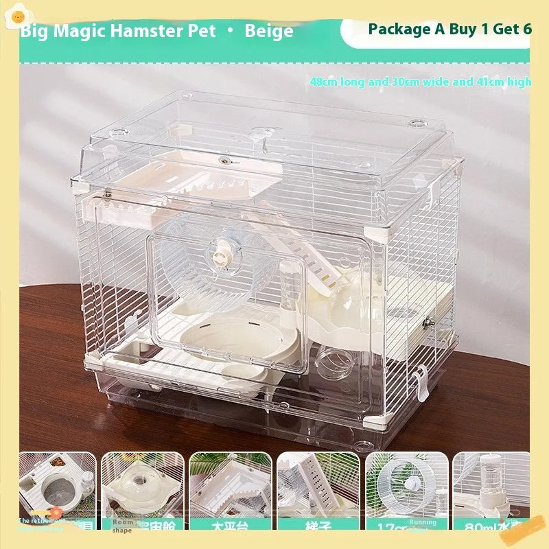 New transparent hamster cage, three-layer acrylic cage, golden bear nest, large-size hamster cage villa, universal in allseasons