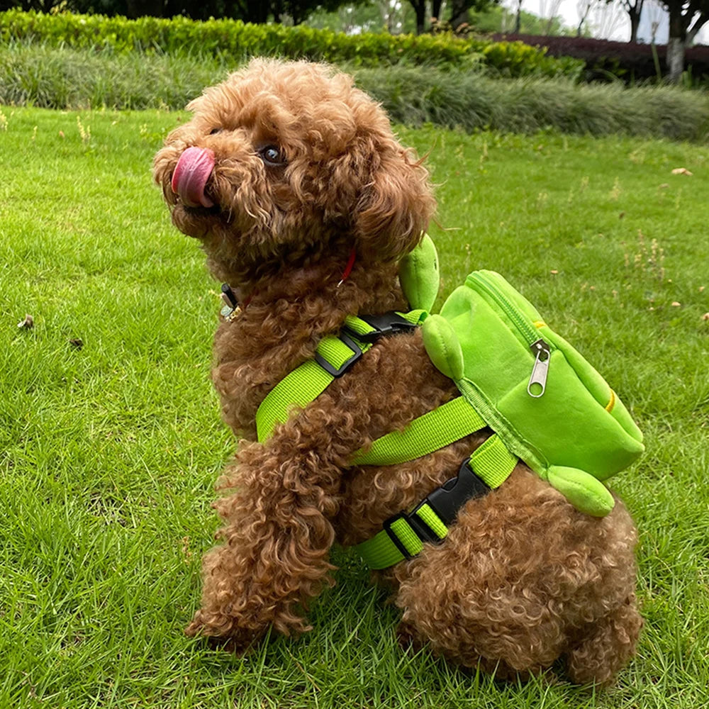 Dog Snack Bag Turtle Shape Dog Bag Pet Backpack Puppy School Bag Large Capacity Convenient Soft Portable Cute
