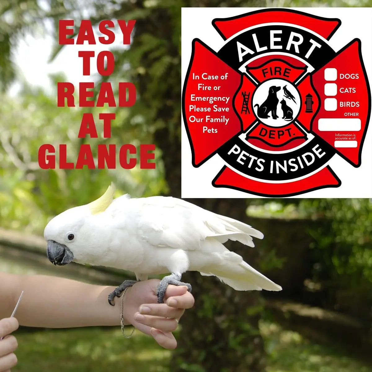 Pet Alert Stickers Static Cling Window Decals Emergency Pets Rescue Sign - NO Adhesive, Removable, UV Resistant