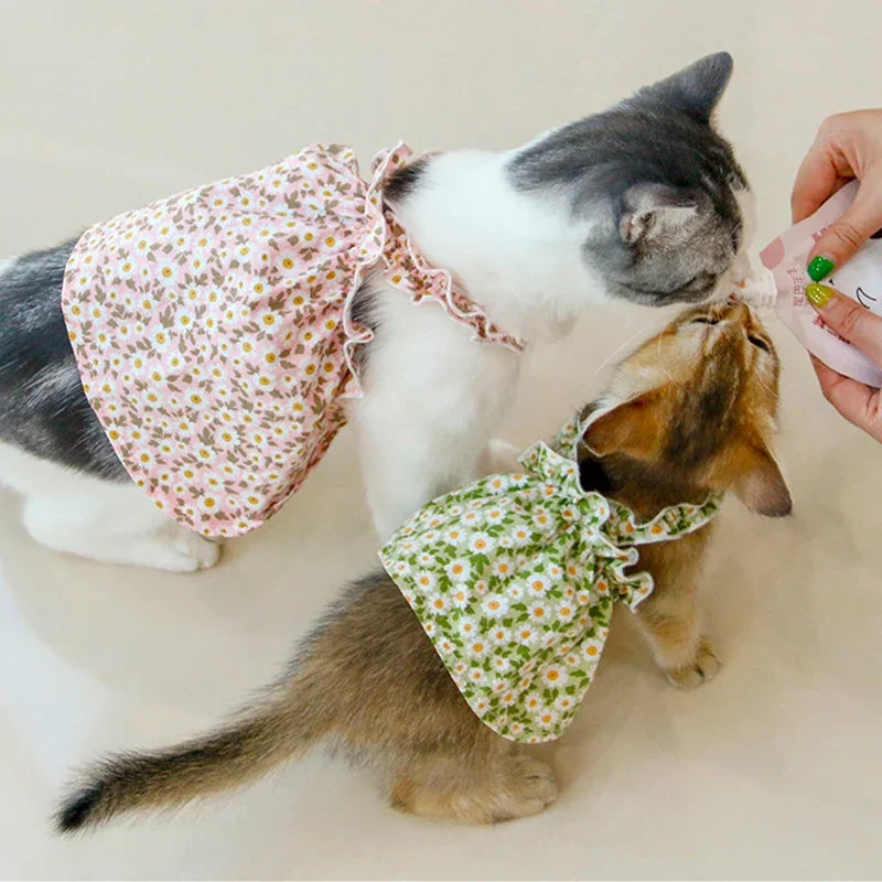 Cat Suspender Floral Skirt In Summer | Floral Dress for Teddy and Small Dog | Cute Camisole Skirt Puppy and Kitten Pet Clothing