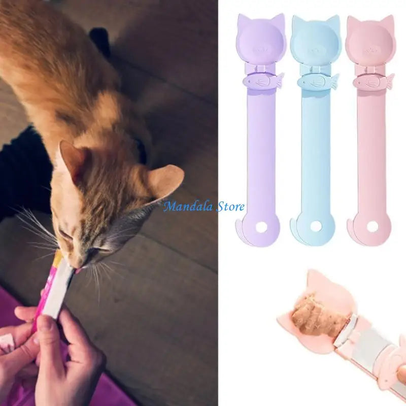 U2JC MultiFunction Long Handle Pet Spoon for Cats Squeeze Treat Wet