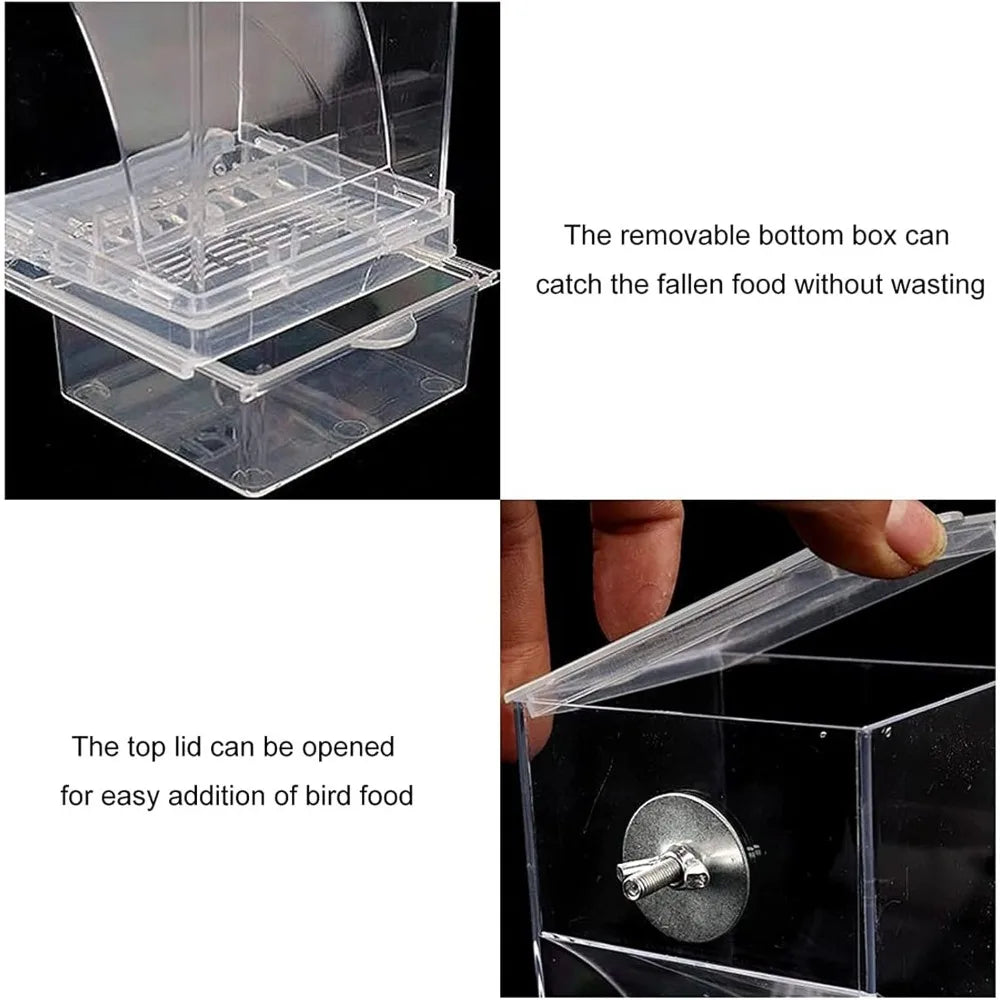 Automatic Parrot Feeder Drinker No Mess Bird Feeders Seed Food Container Cage Accessories for Small and Medium Parakeets