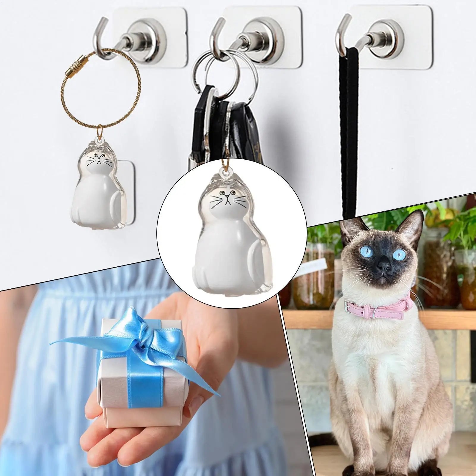 2025 Kawaii Transparent Cat Keychain Hair Storage Bottle Capsule Toys Pet Fur Keepsake Collection Box Cute Birthday Souvenir