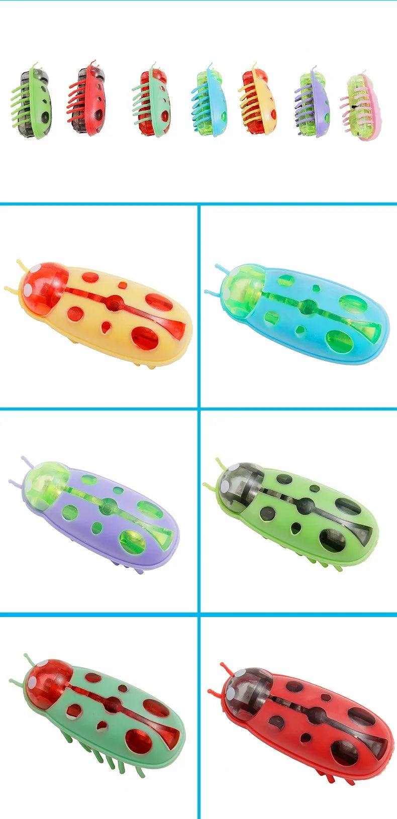 Funny Electric Bugs Cat Toy Automatic Escape Mini Robot Bug Vibration Insect Toys for Cats Battery Operated Cockroach Ladybug
