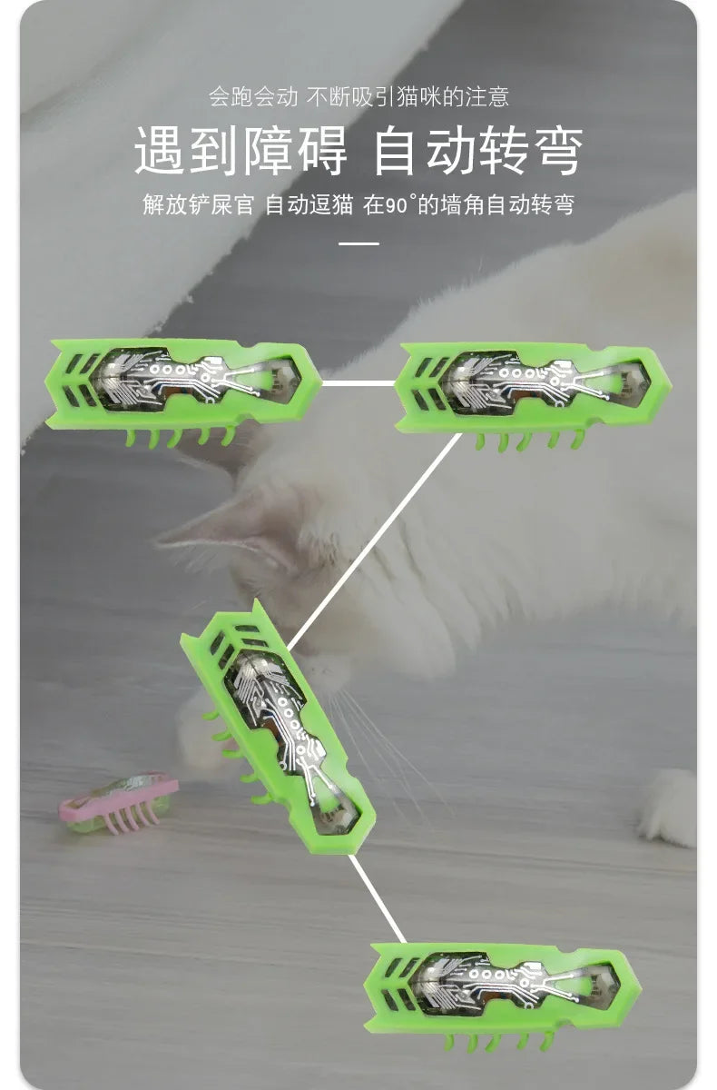 Funny Electric Bugs Cat Toy Automatic Escape Mini Robot Bug Vibration Insect Toys for Cats Battery Operated Cockroach Ladybug