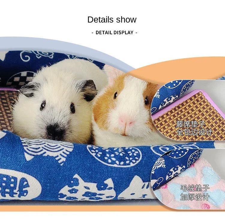 Summer Small Pets Cool Nest Puppy Kitten Rattan Mat Cute Print Pet Cooling Mat for Guinea Pig Hamster Chinchilla Small Cage