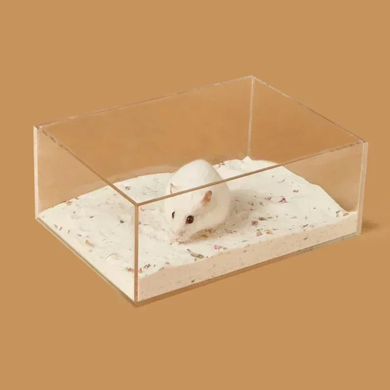 Hamster Bathroom House Sandbox Full Transparent Urine Sand Basin Golden Bear Supplies Sand Bath Container Small Pet Bathroom