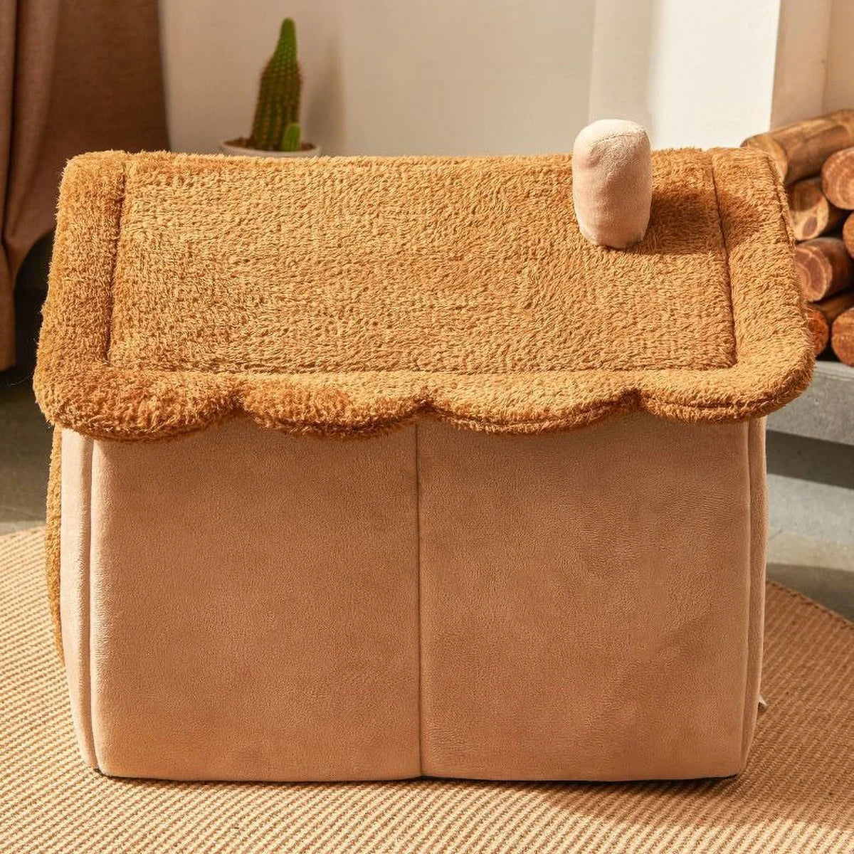 ‌Fully Enclosed Cozy Pet House for Small Animals, High Rebound PP Cotton & Sponge, Safe Oxford Cloth Design‌