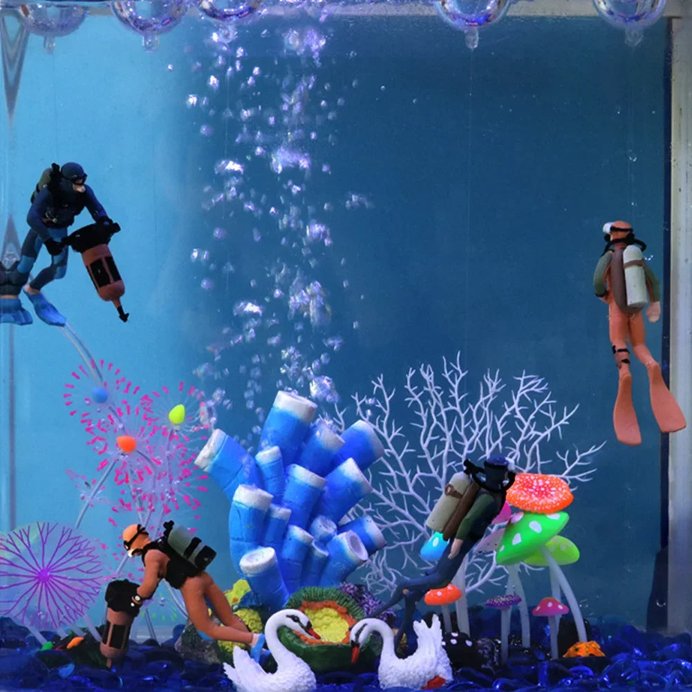 Cute Resin Frogman Aquarium Ornaments Interesting Floating Decoration Simulated Mini Diver Fish Tank Aquarium Accessories