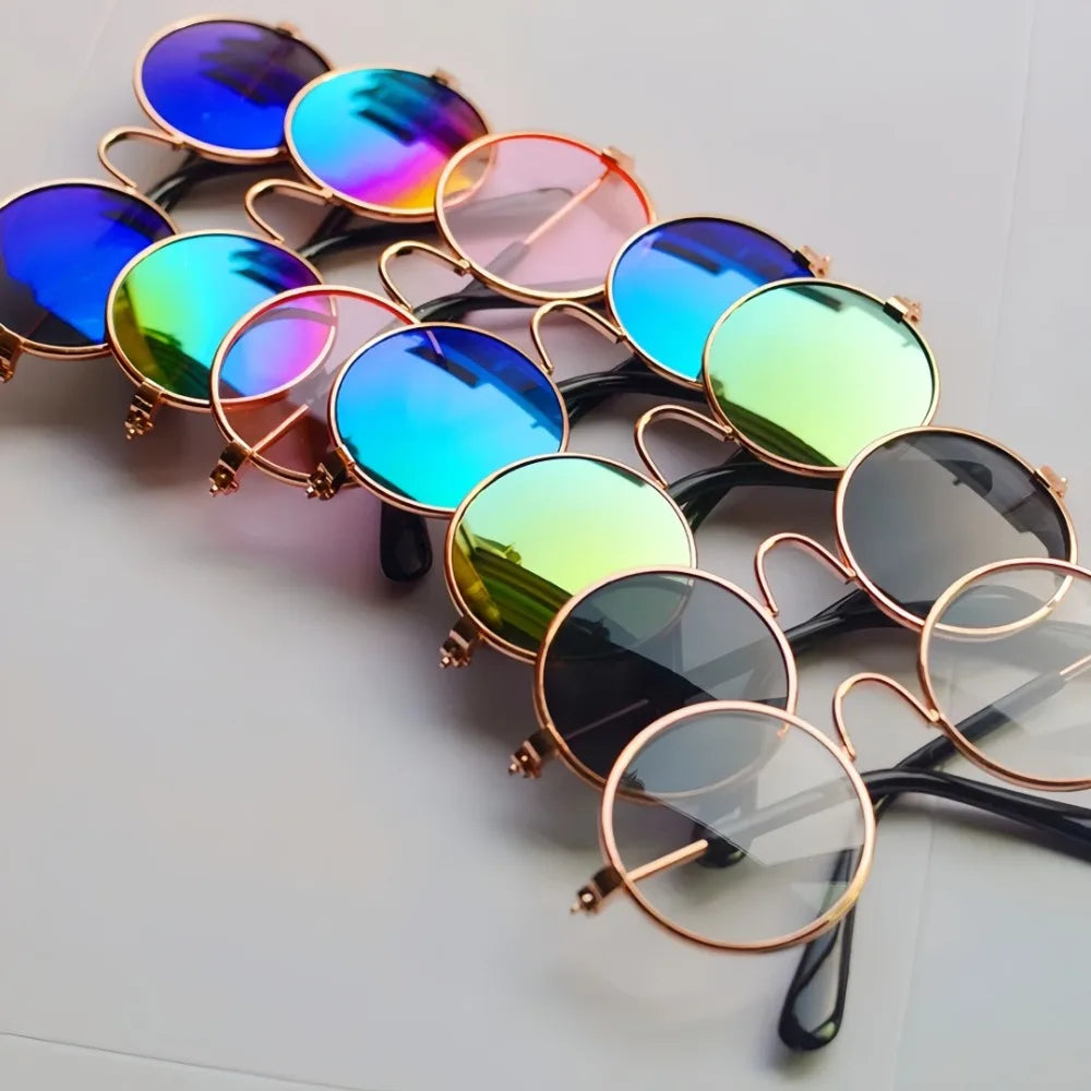 Fashionable Pet Sunglasses Metal Round Frame Puppy Cat Crown Prince Glasses for The Trend of Internet Famous Pet Photography