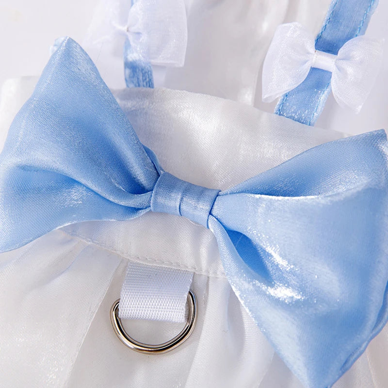 Cat Bow Streamer Tulle Princess Skirt Spring and Summer Suspender Skirt Dog Dress Pet Strap Skirt with Bow-Knot Kitten Clothes