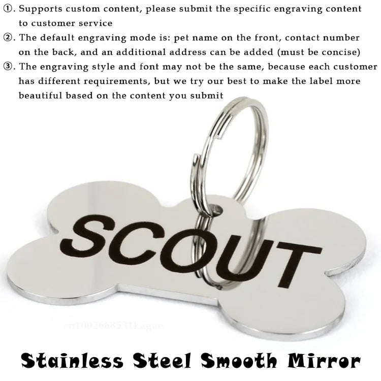 Personalized Dog Nameplate Cat Name ID Tags Customized Pet Nametag Free Engraving Tag Stainless Steel Anti-lost Puppy Identifier