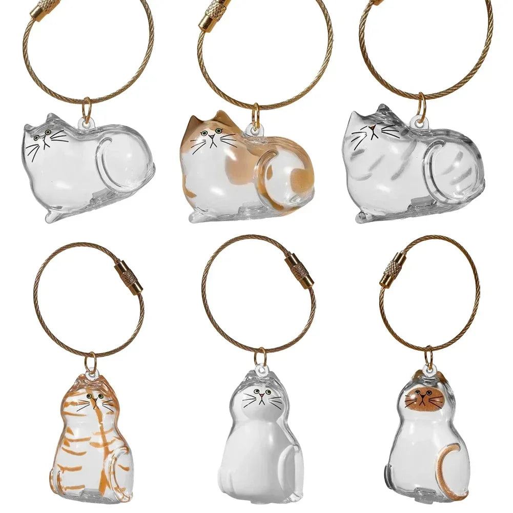 1-40PCS Pet Hair Organiser Memorial Keyring Transparent Cat Hair Organiser Souvenir for Pet Lovers Pet Memorials