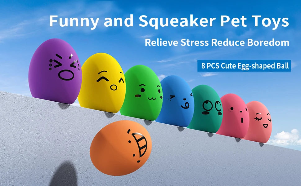 SCGK bouncy egg Dog Toys Funny Ball Squeaky Latex Bouncy Egg with Squeaker for Puppy Small Pet Dogs Soft Rubber Sound