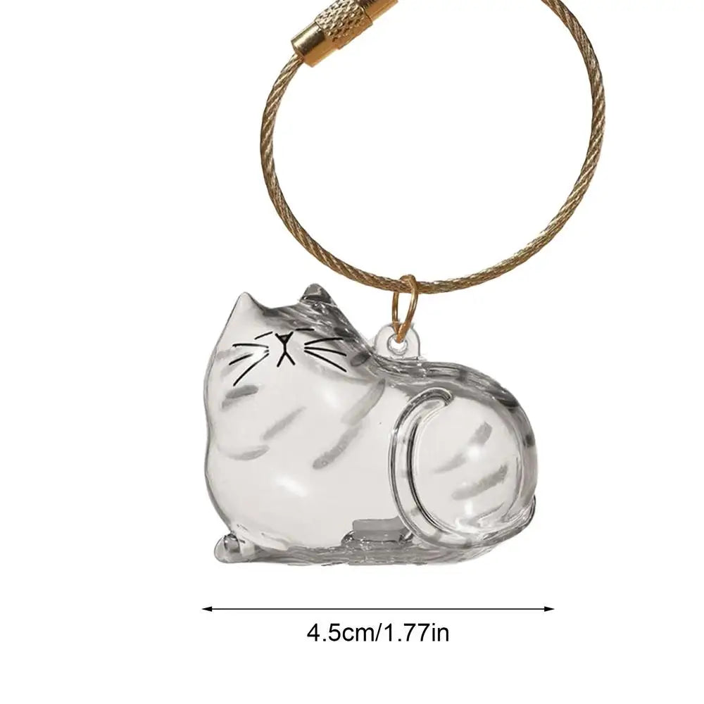 2025 Kawaii Transparent Cat Keychain Hair Storage Bottle Capsule Toys Pet Fur Keepsake Collection Box Cute Birthday Souvenir