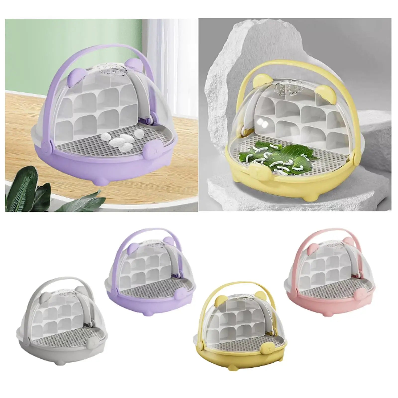 Silkworm Breeding Box Habitat Cage Portable Breathable for Silkworms Turtles Reptile Feeding Box Silkworm Hatching Container