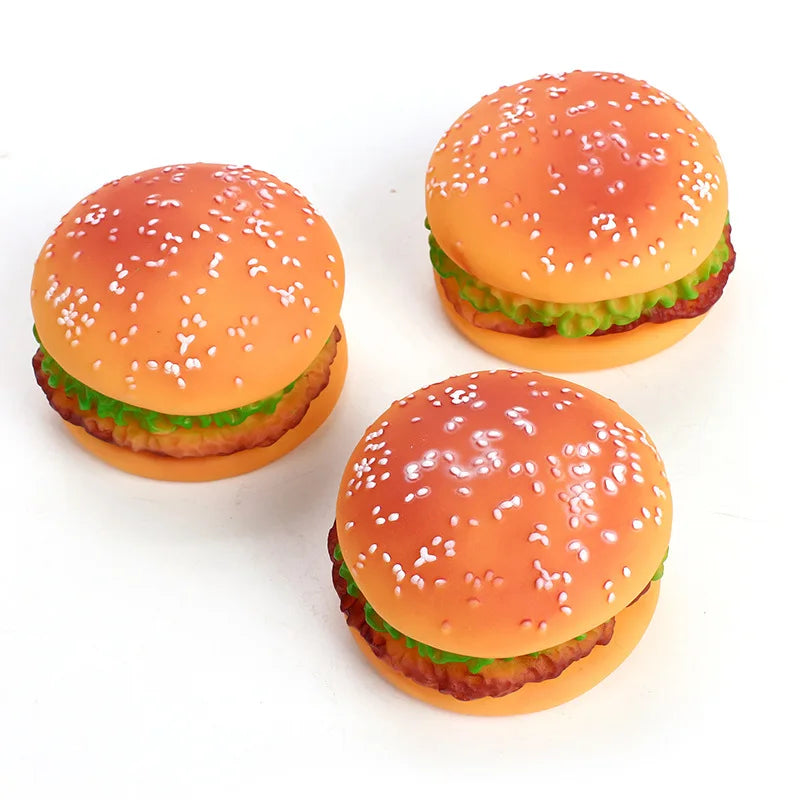 Pet Dogs Hamburger Toy Non-Toxic Puppy Toys Dog Chew Toys Food Grade Silicone Training Playing Chewing Dog Cat Accessories