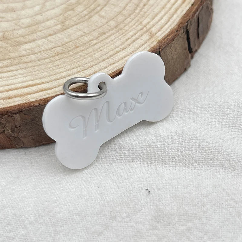 2024 Silicone bone shape Pet Anti-lost ID Tag Personalized Dog Collar Tag Engraved Name Custom Pendant Puppy Collars Accessories