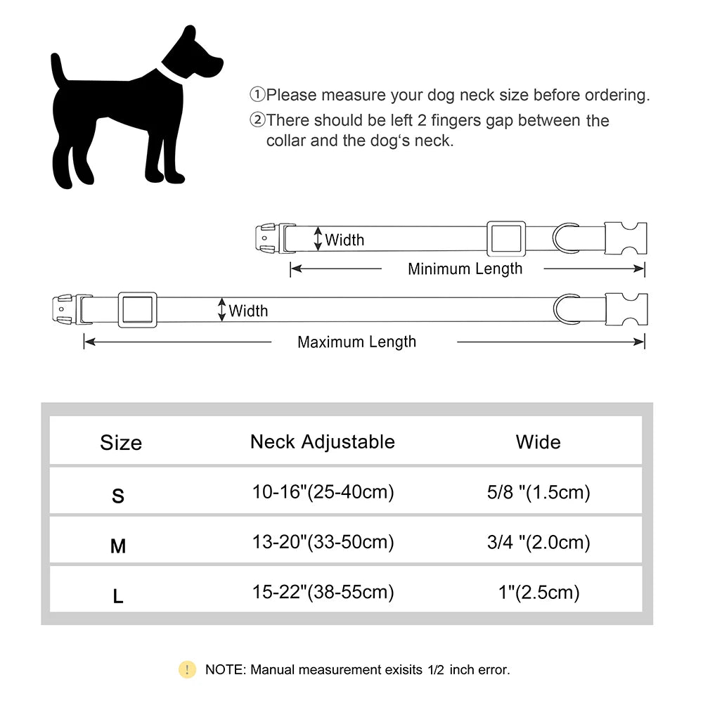Customized Nylon Dog Collar Personalized Dogs ID Tag Collars Pet Necklace With Metal Buckle for Small Large Dogs Pitbull Buldog