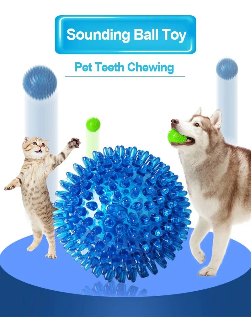 Pet dog toys, cat and puppy vocalization toys, squeaking teeth cleaning balls, training pet teeth chewing toys, thorn balls