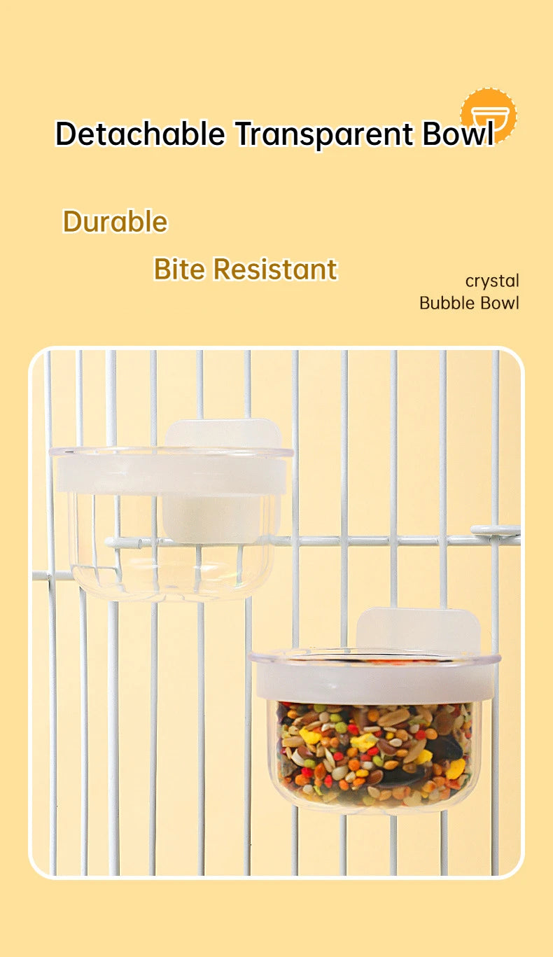 Bird Parrot Detachable Transparent Bowl Hanging Plastic Food Cup for Parrot Canary Bird Feeding Cups Parrot Food Water Bowls