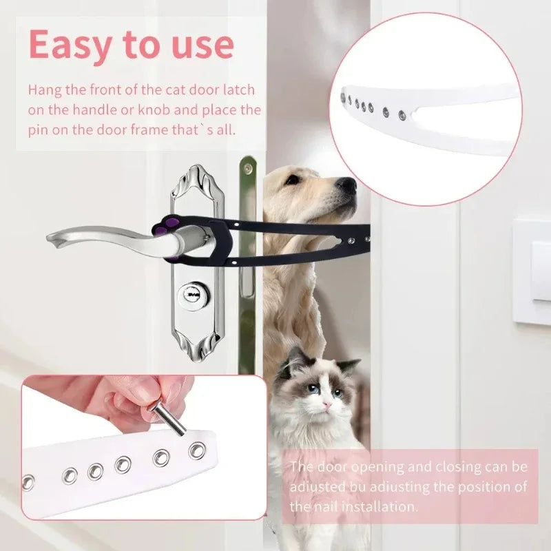 Dog Door Stopper Elastic Gate Lock Flex Latch Strap Cat Door Holder Latch Adjustable Keep Dog Out From Entering Pet Gate Supply