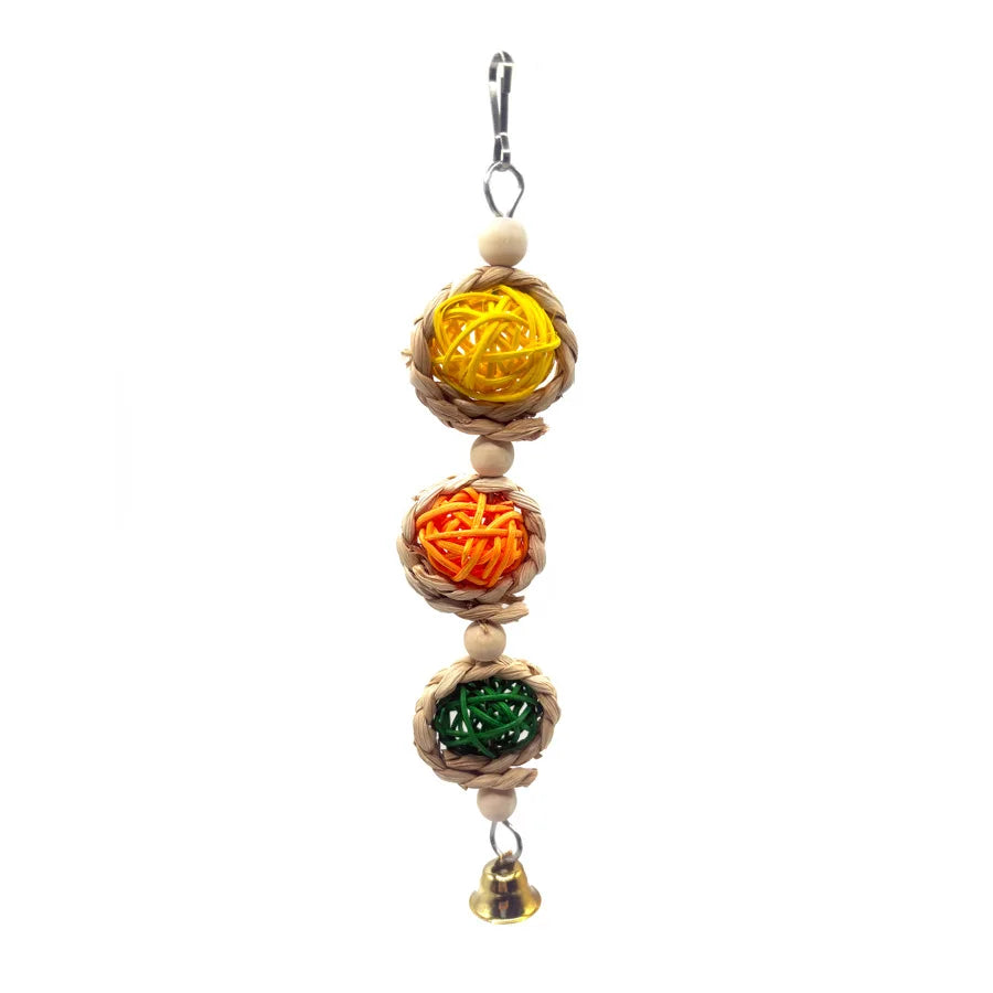 Corn Husk Rattan Ball Biting Bird Toy Parrot Toy Fun Self-help Special Small Toy Parrot Birdcage Pendant