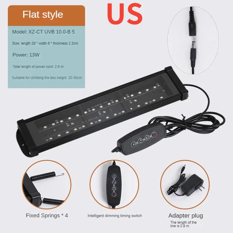 Reptile 10.0/20.0 Full Spectrum LED UV Lamp Turtle Lizard Snake UVA+UVB Terrarium Lamp Reptile Vivarium Calcium Supply tartaruga