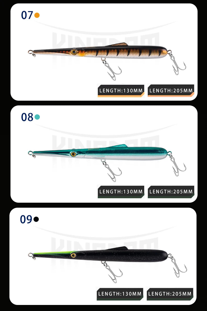 Kingdom Fishing Lures 11g 13g 30g 40g 205mm 130mm Long Casting Needle Pencil Artificial Stickbaits Sinking Floating Fishing Lure