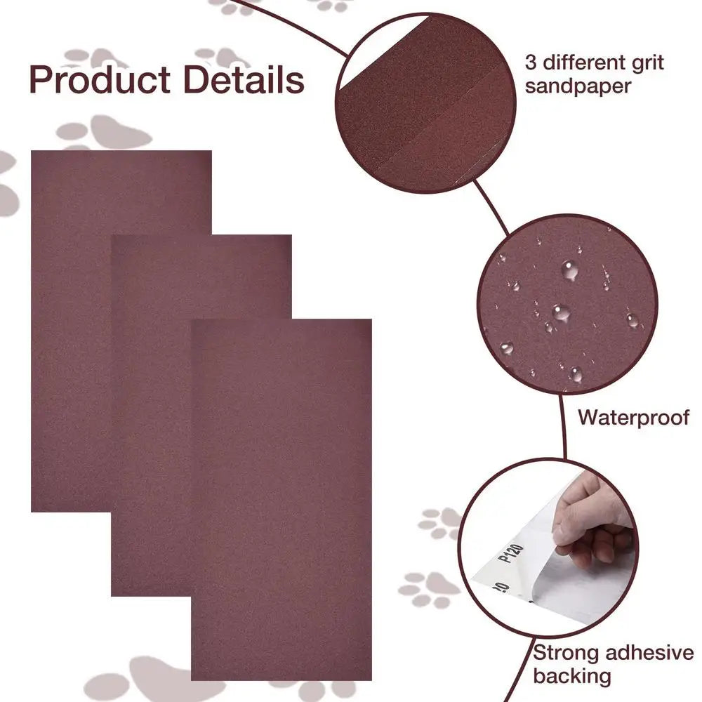 20 X 10 Inch Self Adhesive Sandpaper 3PCS Dog Scratch Pad Replacement 60 80 120grit Cat Nail File Scratcher Stickyback Sandpaper
