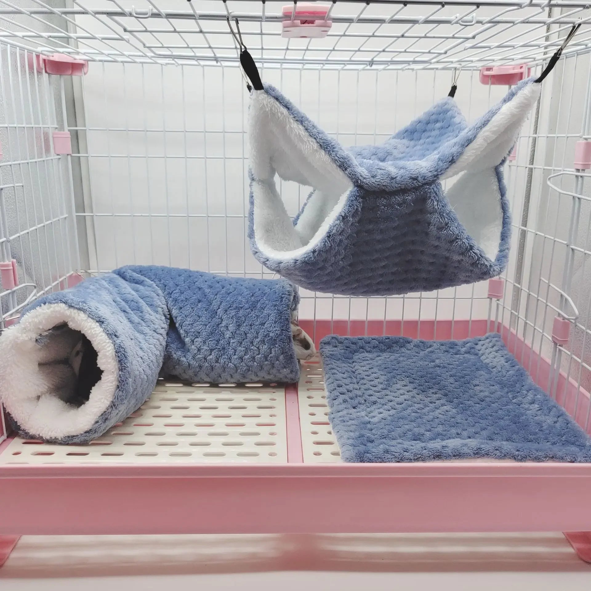 Warm Winter Pet Hammock Double Layer Thick Plush Hamster Hammock Chinchilla Guinea Pig Ferret Sleeping Bag Hamster Hanging Cage