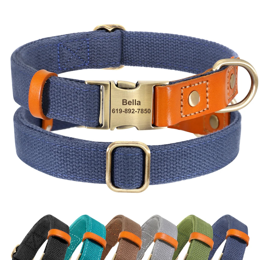 Custom Nylon Dog Collar Durable PU Leather Dog Collars Necklace Personalized Pet ID Collars for Small Medium Large Dogs Party