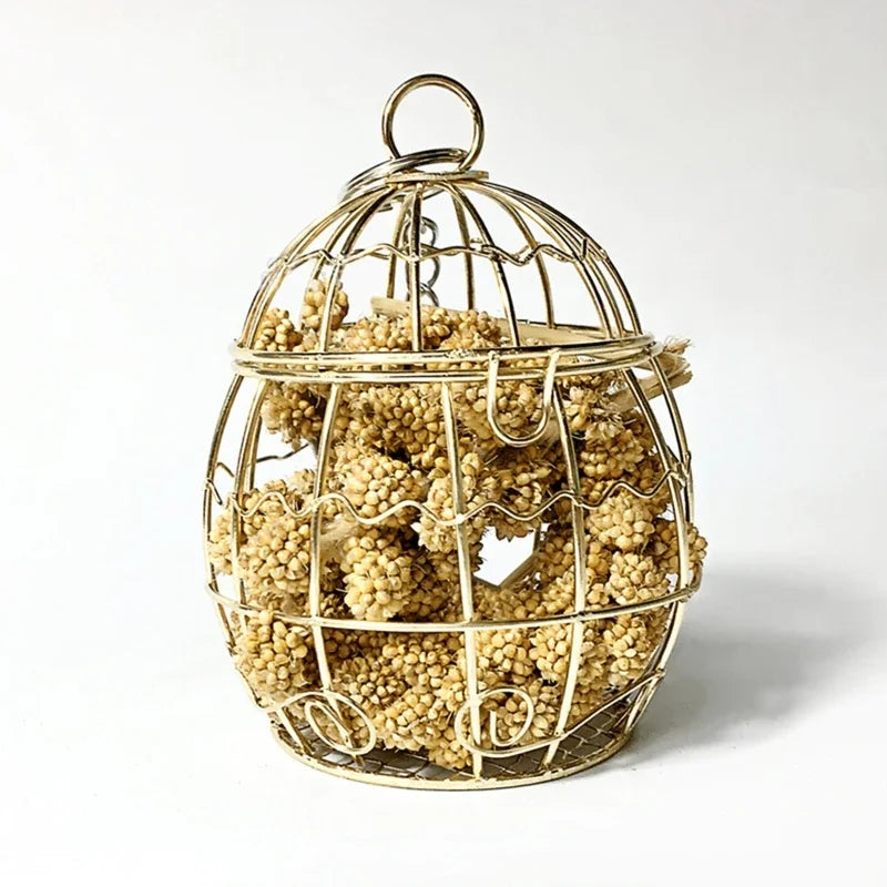 Parrot Shredder Bird Toys Stainless Steel Cage Bird Feeder Paper Foraging Vegetable Millet Basket Container For Small Animals