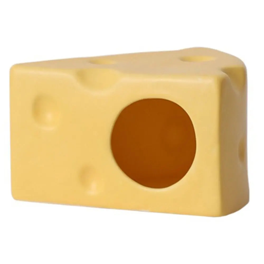 Creative Hamster Hideout Ceramics Hut Decorative Ceramics Hamster House Cheese Shape Hiding Hole Hamster Bed Pet Nesting