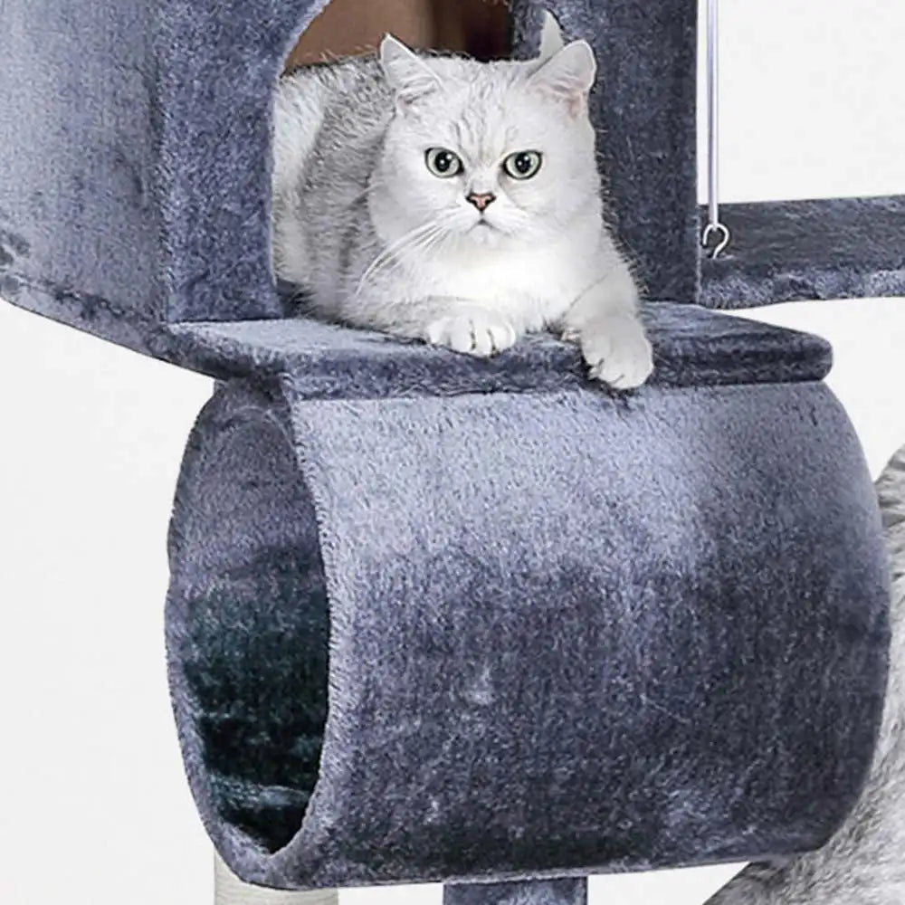 Multi-Level Cat Tree For Indoor Cats With Large PlatformHammock And Natural Scratching Ladder Activity Center For Kitten