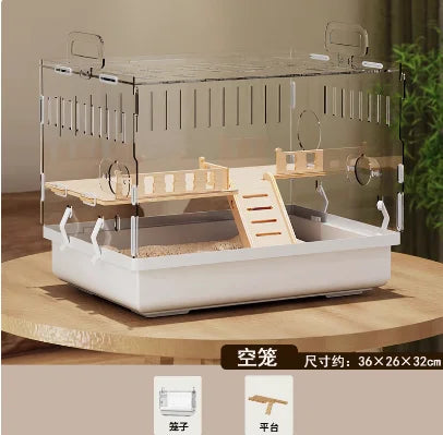 ‌Large Acrylic Hamster Cage - Transparent Luxury Villa Habitat for Golden Hamster Easy Clean Small Animal House with Accessories