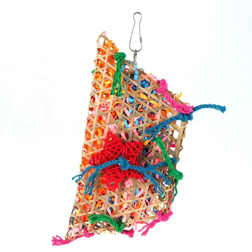 Bird Parrot Toy Large Parrot Toy Natural Wooden Blocks Bird Chewing Toy Parrot Cage Bite Toy Suits for Macaws Parrots