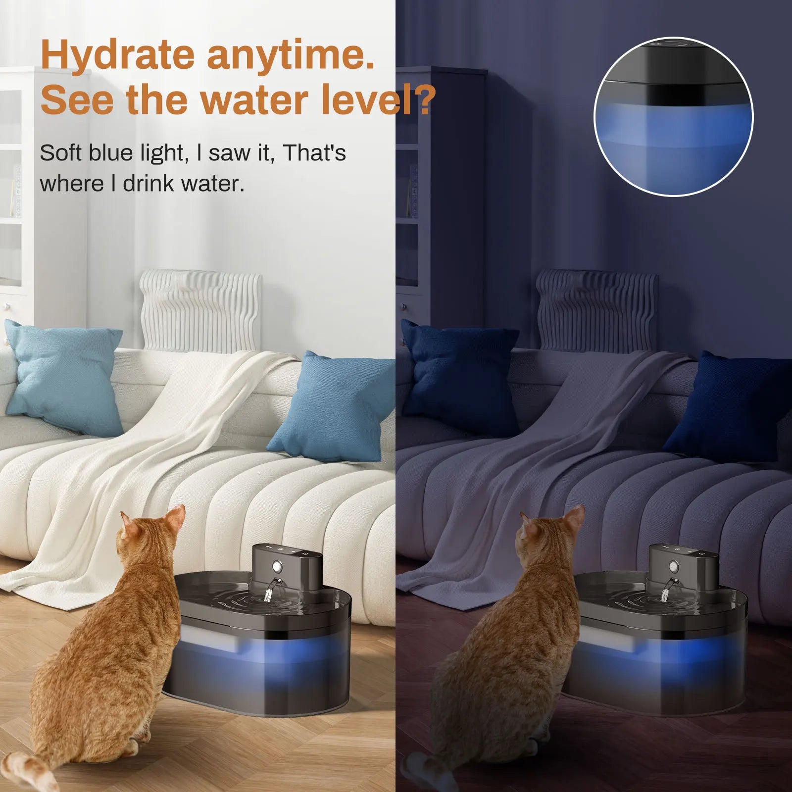 Rechargeable Cat Dog Water Dispenser Automatic Circulating Fountain Wireless No Plug Pet Drinking Bowl
