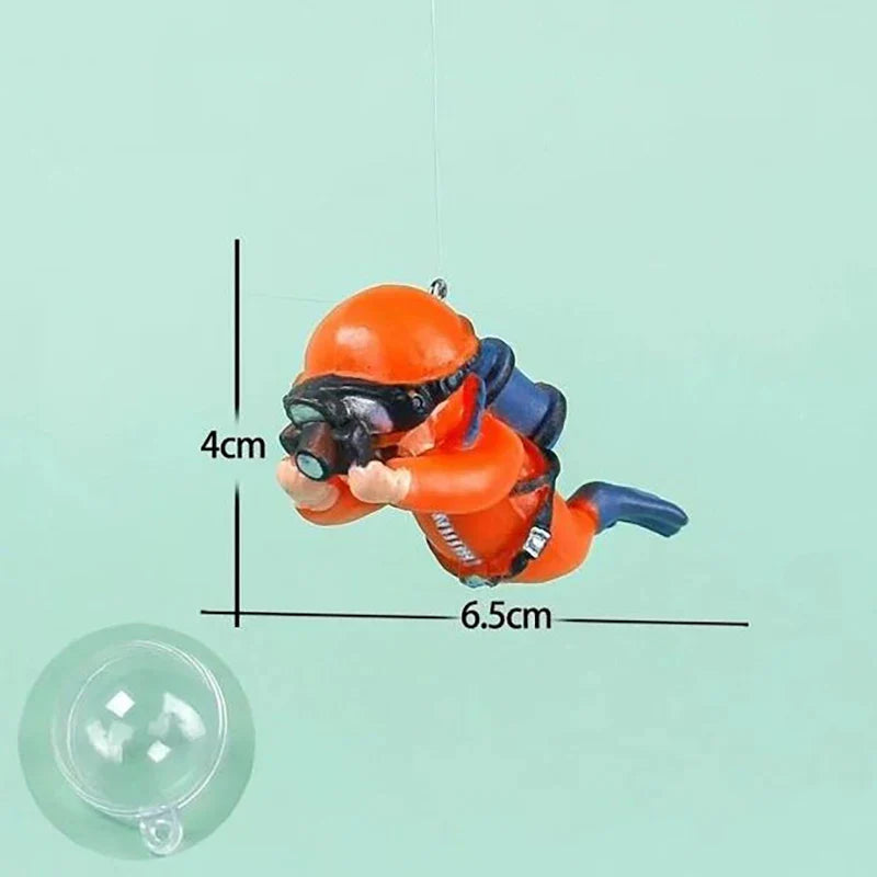 Luminous Green Mini Diver Kawaii Simulated Floating Frogman for Aquarium Ornaments Fish Tank Decoration Aquarium Accessories