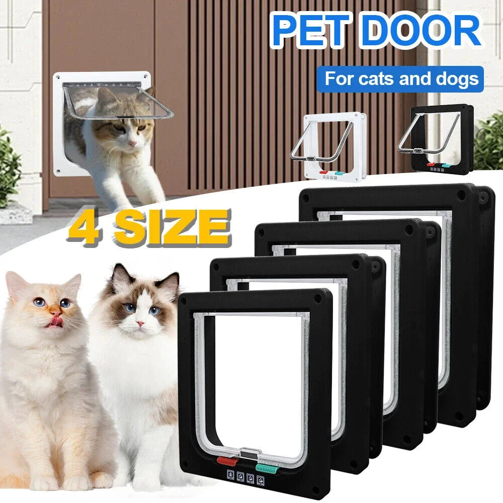 Cat Door for Windows, Pet Doors and Sliding Door, Safety Pet Door with 4 Way Lock, Weatherproof Cat Flap for Thin Door and Wall