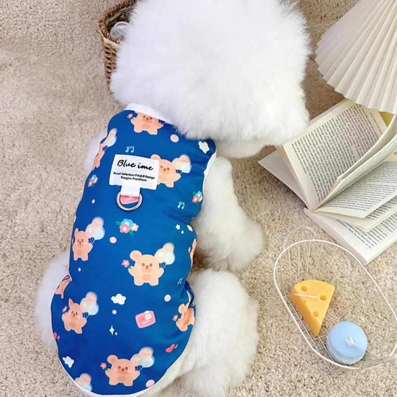Bear Print Dog Vest Fashion Dog Clothes Summer Thin Puppy Shirt Breathable Cat Vest Pullovers Pet Sweatshirt Chihuahua Costumes