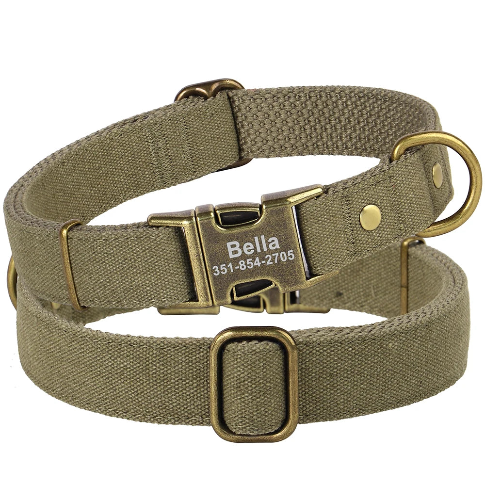 Customized Nylon Dog Collar Personalized Dogs ID Tag Collars Pet Necklace With Metal Buckle for Small Large Dogs Pitbull Buldog