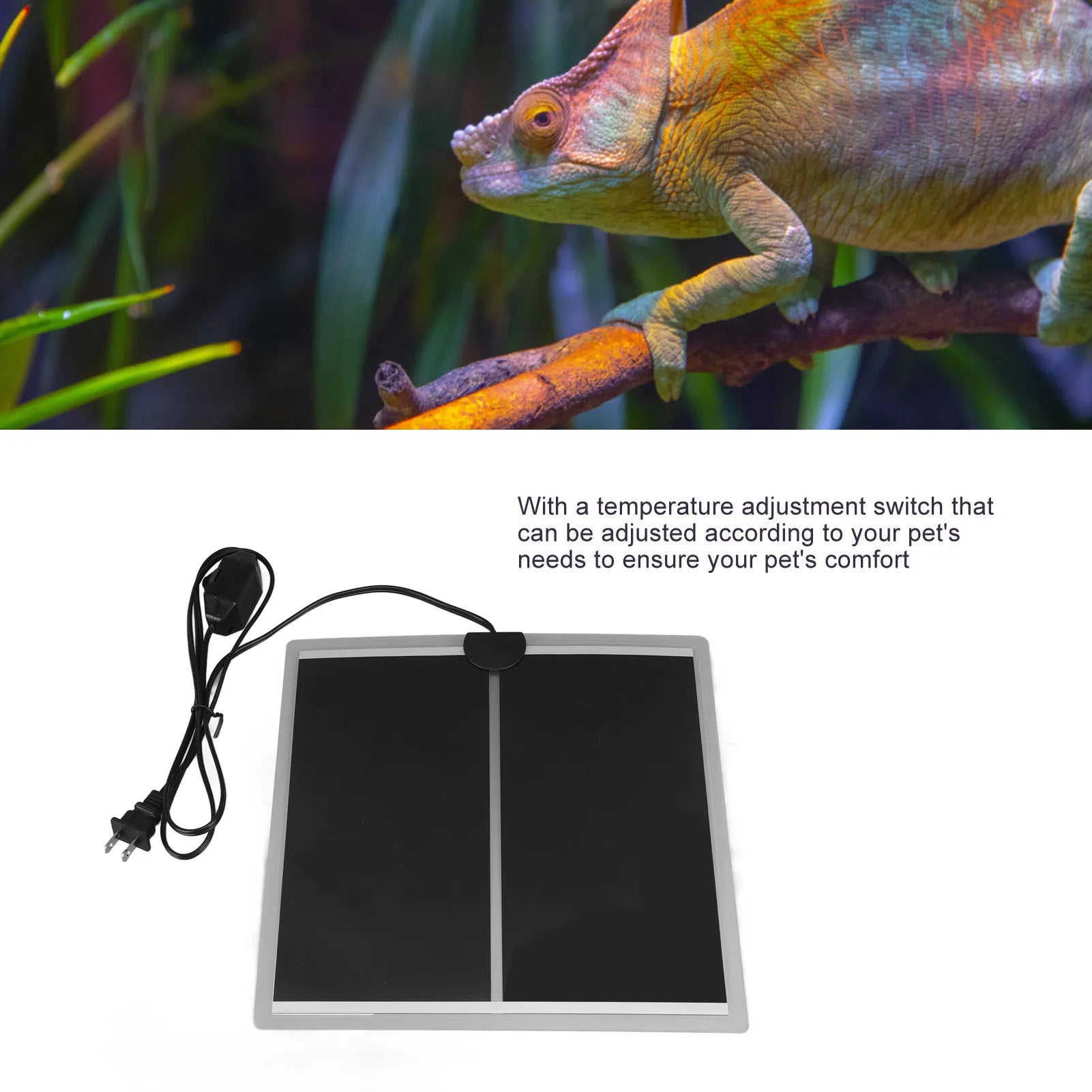 Reptile Terrarium Heat Pad Rapid Heating 110V to Waterproof Adjustable Temperature Reliable for Home Living Room Office