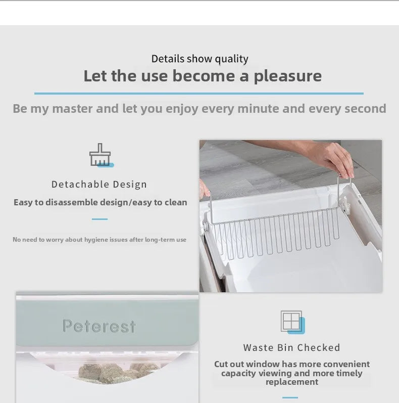 Easy To Clean Cat Litter Box Hand-pulled Shit Shoveling Fully Enclosed Cat Toilet Semi-automatic Cat Litter Box  Litter Tray