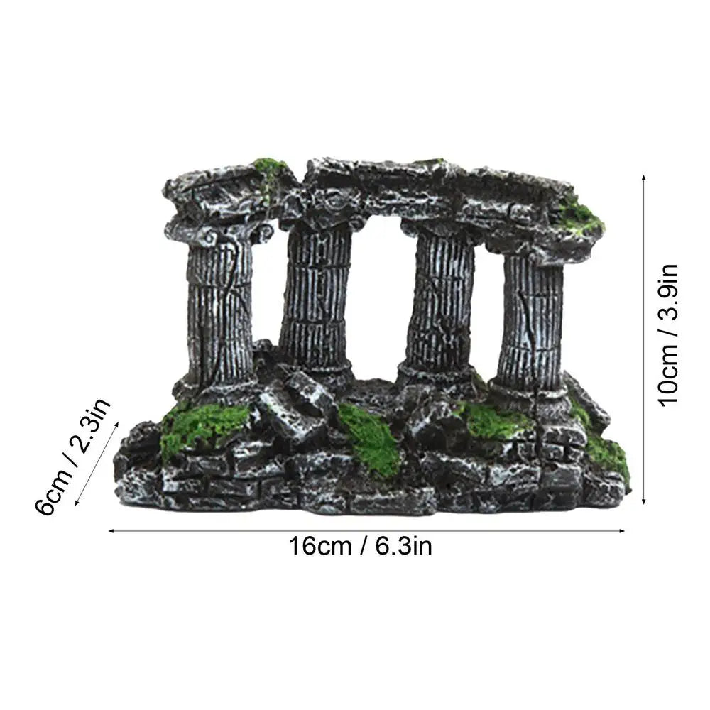 Aquarium Fish Tank Rome Stone Pillars Resin Manual Greece Temple Stone Decoration Retro Landscaping For Aquarium Fish Tank 1pcs