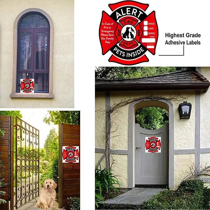 Pet Alert Stickers Static Cling Window Decals Emergency Pets Rescue Sign - NO Adhesive, Removable, UV Resistant